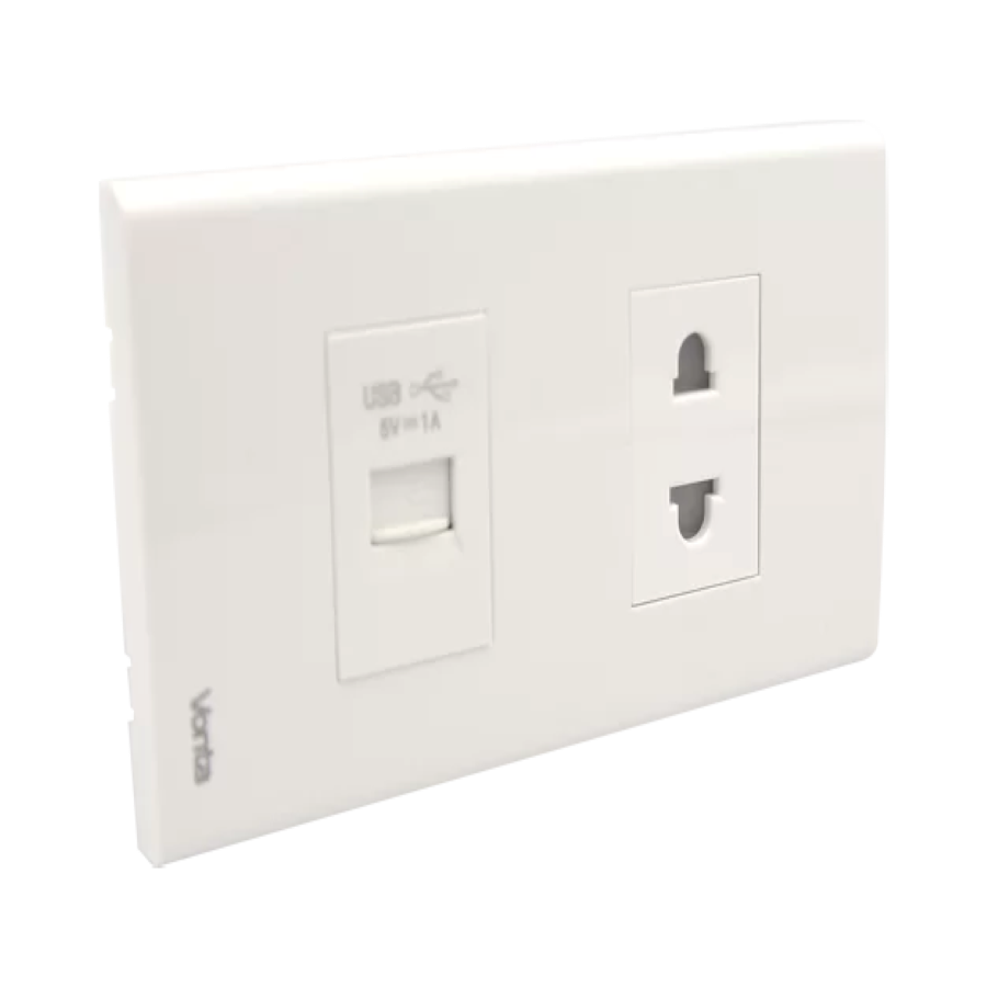 BỘ 1 Ổ CẮM 2 CHẤU 16A 1 Ổ CẮM USB - 6TB2S010U