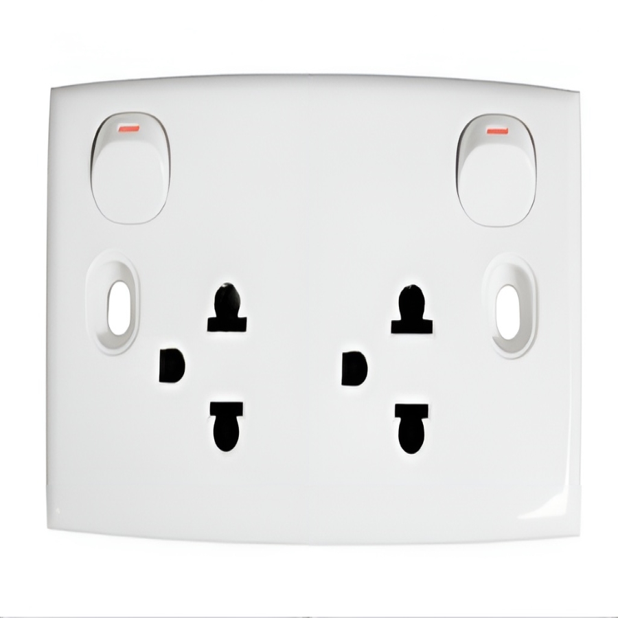 Bộ ổ cắm đôi 3 chấu có công tắc - E25UES